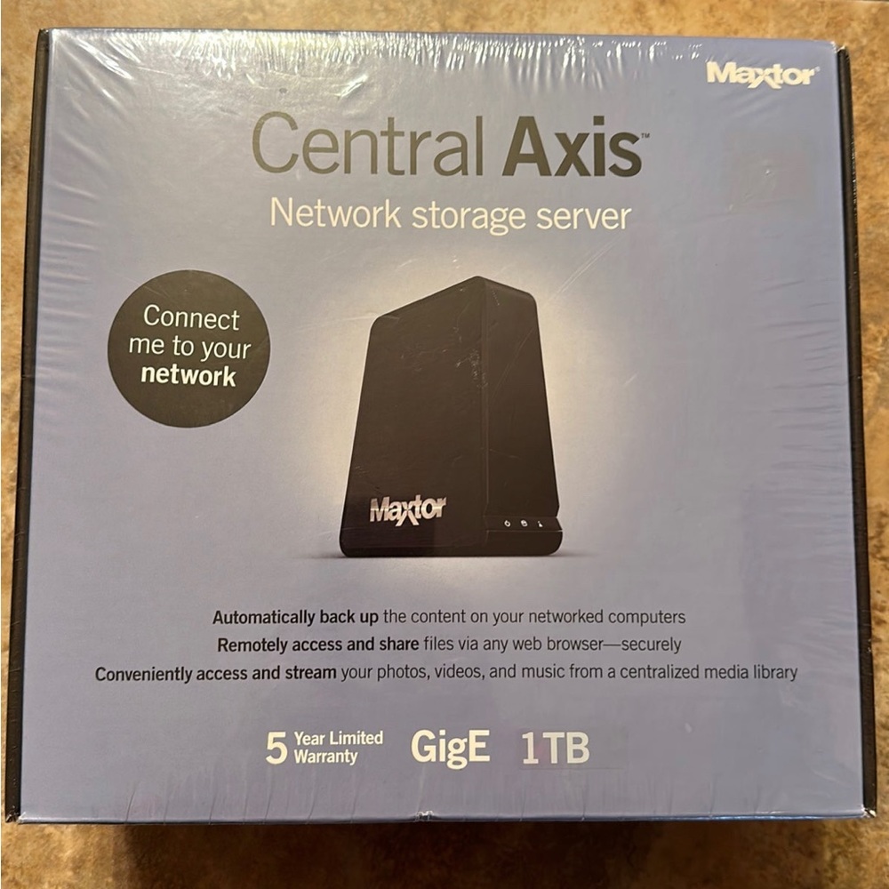 New Central Axis Network Storage Server
Maxtor gigE 1TB